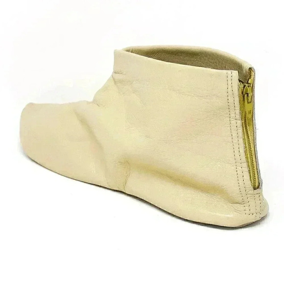 Vintage Tan Leather Boho Chic Elf Slides Size 7 Pointed Toe Summer Flats Slipper - Picture 6 of 6